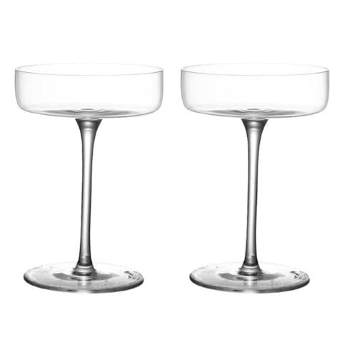 Cabilock Trinkglas Sektschalen Wasserbecher Glasses: 2Pcs Round Martini Glasses with Stem Elegant Drinking Cups Drinking Margarita Cocktails Martini Cocktailbecher Sektschale von Cabilock