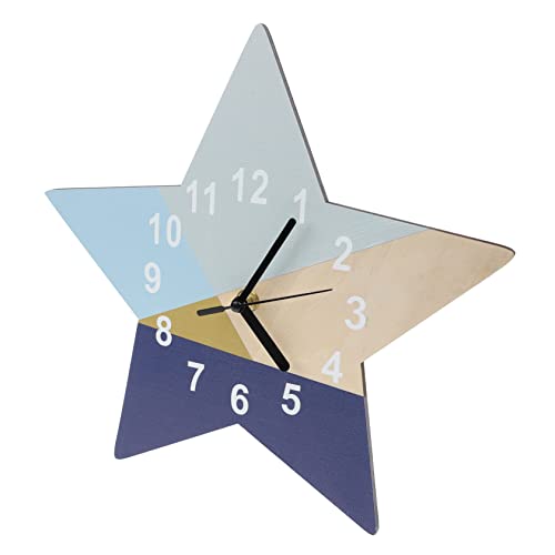 Cabilock Stilvolle Blaue Geometrische Stern Wanduhr Leise und Geräuschlos für Kinderzimmer Leicht Robust Dekorativ für Schule Wohnzimmer Büro und Zuhause von Cabilock