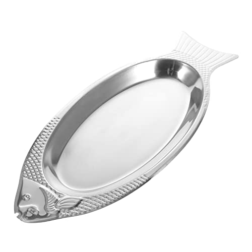 Cabilock Tablett 1 Stück Fisch Sushi- Pizza- Glas Metall Fischplatte Ovales Servier Fisch-Servierplatte Gedämpftes Fischgericht Party- Teller von Cabilock