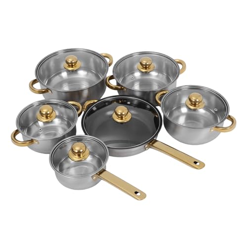 Cabilock Teiliges Edelstahl Kochgeschirr Set mit Antihaft Pfanne und Milchtopf Langlebiges Vielseitiges Induktionskochgeschirr für Zuhause Modernes Design zum Braten Kochen und Simmern Cabilock Teiliges Edelstahl Kochgeschirr Set mit Antihaft Pfanne und Milchtopf Langlebiges Vielseitiges Induktionskochgeschirr für Zuhause Modernes Design zum Braten Kochen und Simmern von Cabilock