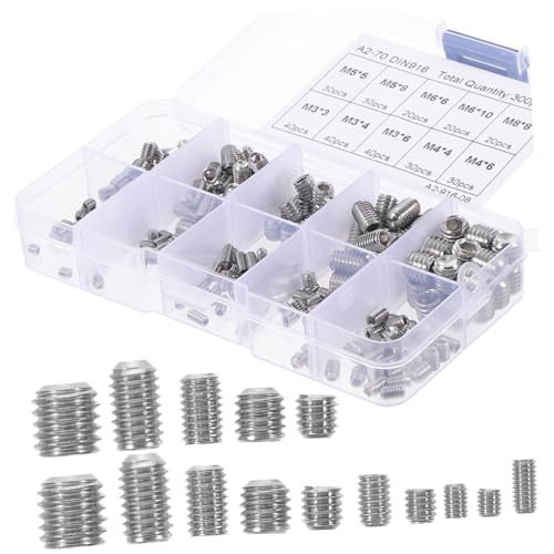 Cabilock Teiliges Set Schrauben Sortiment aus Edelstahl Innensechskant Klemmschrauben Flachkopf Robustes Gewindestifte Kit für Reparaturen an Griffen Armaturen Leuchten Vielseitig Cabilock Teiliges Set Schrauben Sortiment aus Edelstahl Innensechskant Klemmschrauben Flachkopf Robustes Gewindestifte Kit für Reparaturen an Griffen Armaturen Leuchten Vielseitig von Cabilock