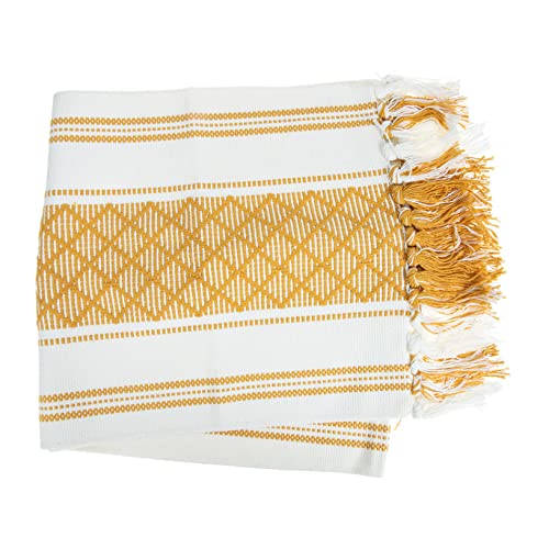 Cabilock Tischläufer Baumwollgewebe Geflochtenes Streifenmuster Dekorativer Langläufer für Hochzeit Bankett Party Tischdekoration Gelb von Cabilock