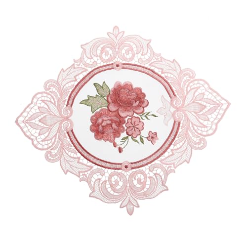 Cabilock Tischset Spitzendeckchen Tischdecken Getränkehalter Aus Spitze Retro-untersetzer Aus Spitze Tisch Tasse Matte Spitze Untersetzer Spitze Geschirr Matte Vintage Tassenmatte Rosa von Cabilock