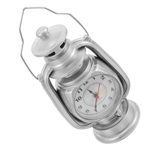 Cabilock Tischuhr im Öllampen Design für Schlafzimmer und Wohnzimmerdekoration Kompakte Präzise Quartz Uhr Silber für Nachttische und Regale von Cabilock