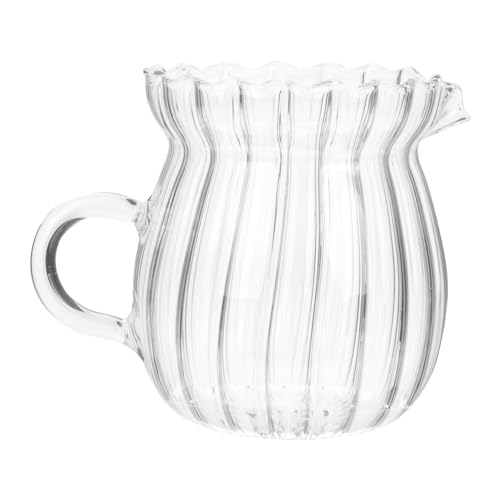 Cabilock Transparente Glaskaraffe Milchkanne aus Hochwertigem Glas und Praktisch mit Glatter Oberfläche Multifunktionaler Milchaufschäumer und Kaffeebegleiter für Haushalt von Cabilock