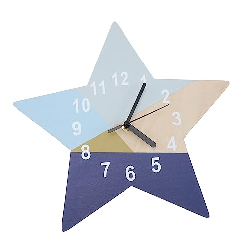 Cabilock Moderne Wand-Uhr Für Kinderzimmer Blau Geometrisches Design Lautlose Hängenuhr Zur Zeitlernung Wanddekoration Für Jungen Und Mädchen Perfektes Für Junge Mädchen Und Kleinkinder von Cabilock