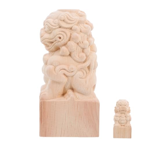 Cabilock Unfinished Holzlöwen Skulptur Brückenpfosten Kopf Ornament Garten Zaun Spitze Feng Shui Schutzfigur DIY Holzstatue für Außenbereich Gartendekoration von Cabilock