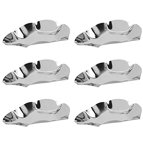 Cabilock Verkostungsgerichte 6Pcs Edelstahl Oyster Shell Wiederverwendbare Oyster Grillen Pan Metall Oyster Backform für Meeresfrüchte Oyster Verkostung Gerichte Silber Sauce Gericht von Cabilock