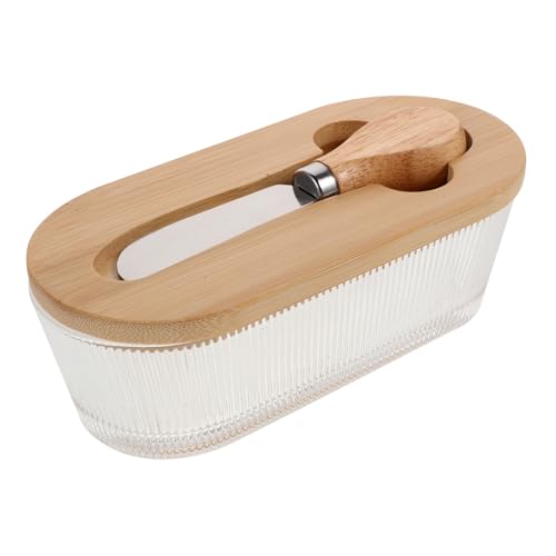 Cabilock Versiegelt Knackiger Butterspeicherbehälter Vintage -buttergericht Mit Abdeckung Butterschale Mit Spatel Butterbehälter Für Die Theke Butterhalter Butterwanne Transparent Glas von Cabilock