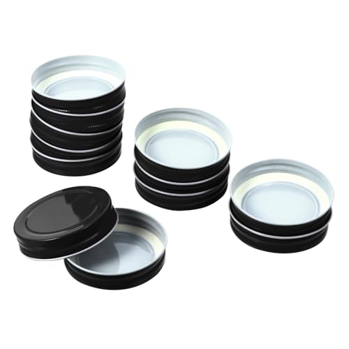 Cabilock 12 Stück Metallverschlusskappen Für Flaschen Auslaufsicher 70mm Glasdeckel Mit Silikonring Für Einmachgläser Und Vorratsdosen Schwarz von Cabilock