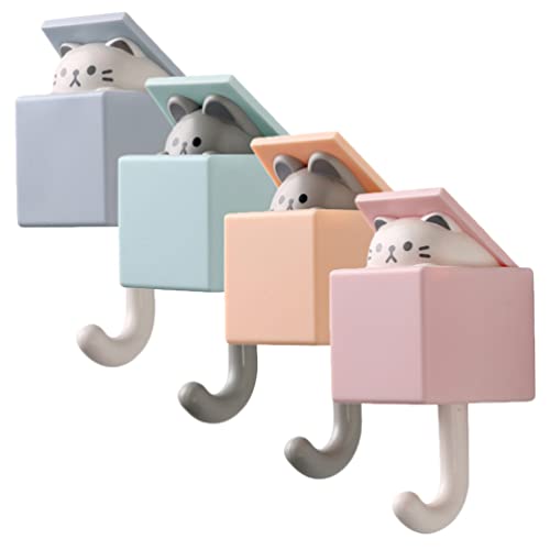 Cabilock Vielseitige Selbstklebende Wandhaken 4 Stück Katzen-aufhänger-sensor Für Mäntel Hüte Handtücher Wohnheim-zimmer-dekoration von Cabilock