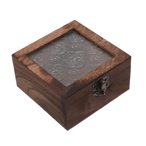 Cabilock Vintage Schmuckschatulle für Frauen Schmuck Vitrine Holzbehälter Aufbewahrungsbox für Ringe Schmuckkoffer Aufbewahrungsbox für Schmuck Juwelierorganisator Glas Kaffee von Cabilock