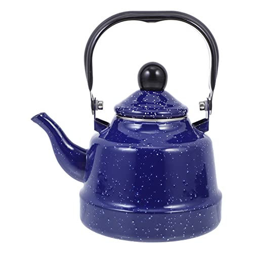 Cabilock Vintage Türkische 1.1Liter Kapazität, Wasserkocher, Teekocher, Herd Wasserkocher mit Holzgriff, Emaille Beschichteter von Cabilock