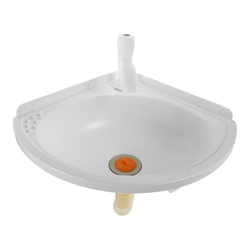 Cabilock Wandhängendes dreieckiges Badezimmerwaschbecken mit Wasserhahn, Eckwaschbecken aus Kunststoff, weißes Wandwaschbecken für den Einsatz zu Hause und auf dem Balkon Cabilock Wandhängendes dreieckiges Badezimmerwaschbecken mit Wasserhahn, Eckwaschbecken aus Kunststoff, weißes Wandwaschbecken für den Einsatz zu Hause und auf dem Balkon von Cabilock