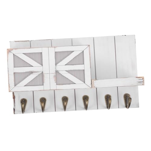 Cabilock Wandmontierter Schlüssel und Briefhalter aus Holz mit Regal Rustikaler Weißer Wandhaken Organizer für Flur Platzsparendes Europäisches Design Vielseitige Garderobenaufbewahrung von Cabilock