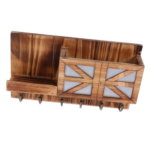 Cabilock Wandmontierter Schlüsselhalter mit Ablage Rustikale Holzablage und Garderobe für Eingangsbereich Robuster und Eleganter Organizer für Zuhause von Cabilock
