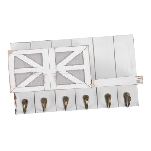 Cabilock Wandmontierter Schlüsselhalter mit Ablage Rustikales Holzregal Europäischer Stil Einfacher Aufbau Platzsparend Farmhouse Garderobenhaken für Flur und Eingangsbereich Weiß Cabilock Wandmontierter Schlüsselhalter mit Ablage Rustikales Holzregal Europäischer Stil Einfacher Aufbau Platzsparend Farmhouse Garderobenhaken für Flur und Eingangsbereich Weiß von Cabilock