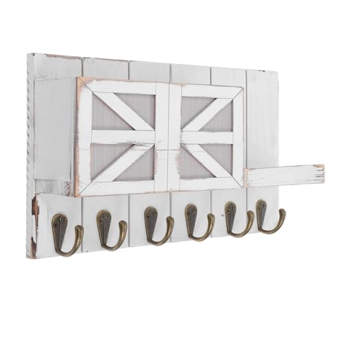 Cabilock Wandregal aus Massivem Holz mit Haken und Ablage Weißer Wandmontierter Organizer für Schlüssel und Post Europäischer Stil Wandaufbewahrungslösung für Flur und Eingangsbereich Cabilock Wandregal aus Massivem Holz mit Haken und Ablage Weißer Wandmontierter Organizer für Schlüssel und Post Europäischer Stil Wandaufbewahrungslösung für Flur und Eingangsbereich von Cabilock
