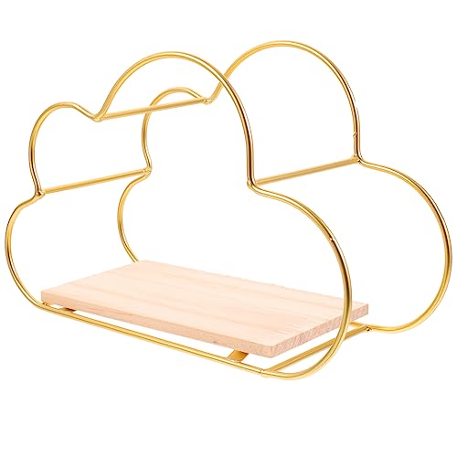 Cabilock Wandregal schwimmendes Ausstellungsregal schwebende Regale zur Wandmontage Regale für die wolkenregal Storage Shelves kleines Schweberegal Wanddekorationsregal Holz Golden von Cabilock