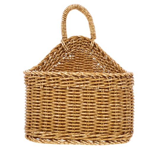 Cabilock Wandtopf Natur Wand Getrocknete Topf Brown Gewebter Rattan Wandkorb Aufbewahrungsbehälter Picknicktkorb Wand Hängende Aufbewahrung Hängende Lagerung Bin Wall Mounted Basket von Cabilock