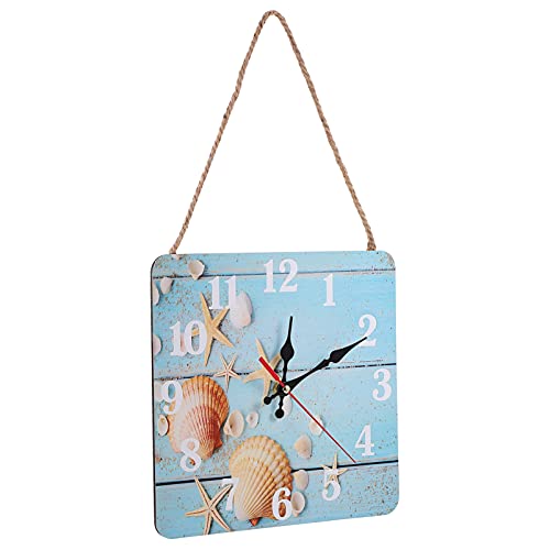 Cabilock Wanduhr Mediterranen Stil Vintage Hängende Uhr mit Seil Nautische Deko Strand Meer Thema Wandbehang Wohnkultur für Zuhause Buro Deko von Cabilock