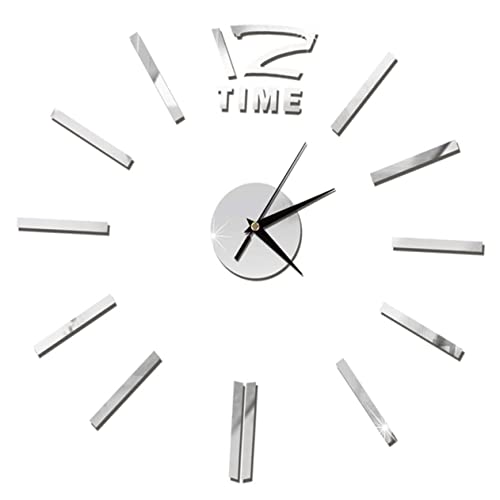 Cabilock Moderne DIY Wand Uhr Groß Rahmenlose Wand Uhr Mit Spiegel Aufklebern Für Wohnraum Büro Dekoration Silber Lautlos Einfache Installation Kreative Gestaltungsmöglichkeiten von Cabilock