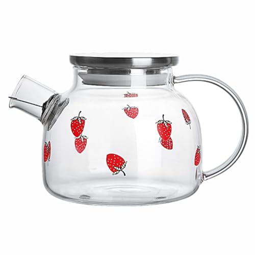 Cabilock Wasserfilterkrug 1 Stück Erdbeer-Kaltbrüh- Schnapsglas Mit Deckel Messbecher Glaskeramikkrug Teebereiter Für Eistee Glasbierkrug Keramikglas-Teegeschirr von Cabilock