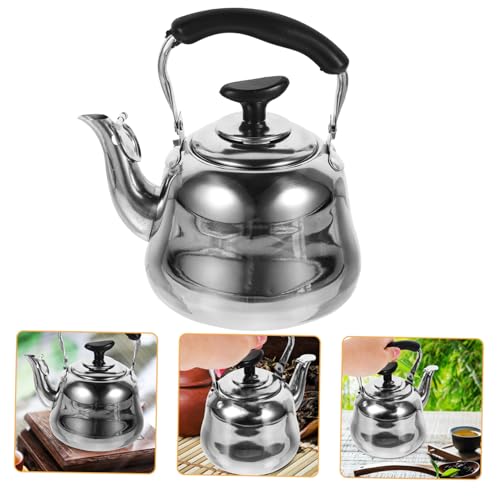 Cabilock Wasserkessel Induktion Teekessel Pfeifenkessel Gasherd Flötenkessel Edelstahl Wasserkocher Gasherd Wasserkessel Pfeifende Teekanne 2L Teekessel Teakettle für Küche Wandern Camping von Cabilock