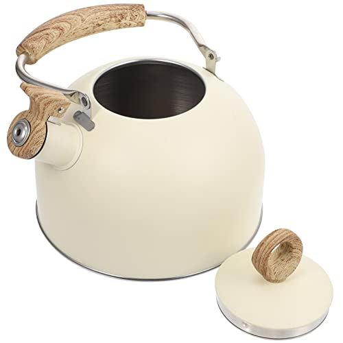 Cabilock Pfeife Wasserkocher Innere Teekanne Wasserkocher Herdplatte Edelstahl- Tee- Kessel Wasserkocher Mit Pfeifendem Auslauf Wasserkocher Beige Creme Kochen Heizung Nylon Konzentrieren von Cabilock