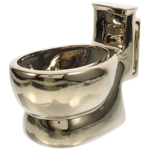 Cabilock Wc Förmigen Tasse Wc Kaffee Becher Lustige Kaffee Becher Getränke Tasse Becher Keramik Kaffee Tasse Große Lustige für Männer Und Frauen Goldene 400ML von Cabilock