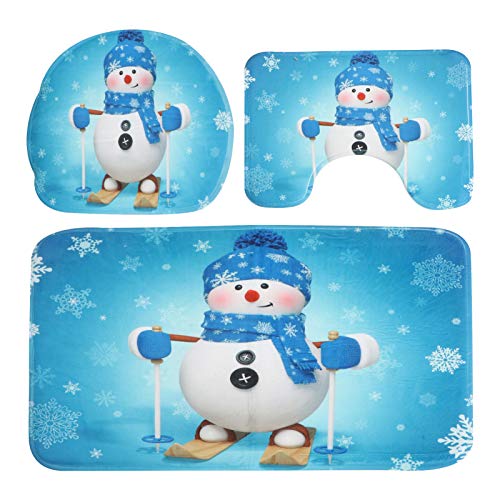 Cabilock Weihnachtsdekoratives Badematten-Set Mit Schneemann 3-teilig Teppich Für Badezimmer Und Toilette von Cabilock