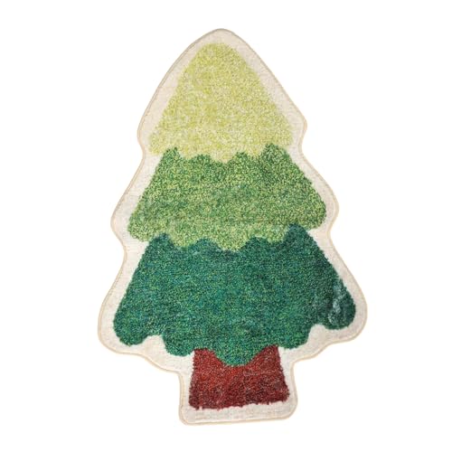 Cabilock Weihnachtsteppich Weihnachtsbaum Form rutschfest Plüsch Dekorativ Teppichmatte Wohnzimmer Schlafzimmer Kinderzimmer Weiche Kunstkaschmir Oberfläche von Cabilock