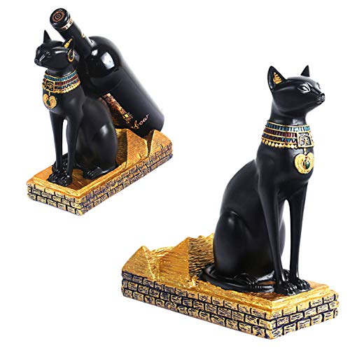 Cabilock Weinflaschenhalter für Theke, Tier-Weinflaschen, Ständer, ägyptische Katze, Statue für Tisch, Speisekammer, Schrank-Dekoration von Cabilock