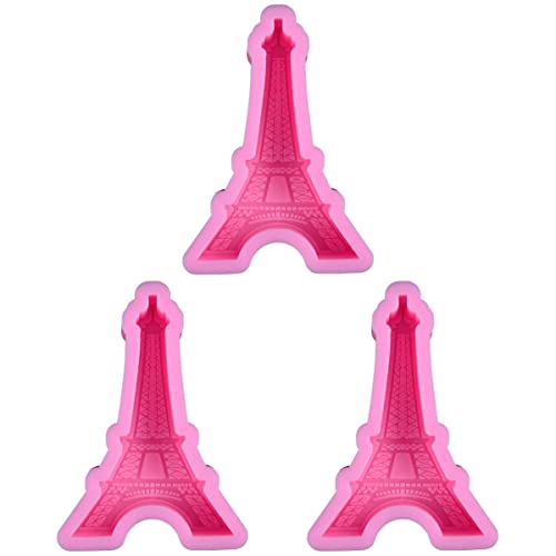 Cabilock Wiederverwendbar 3 stücke 3D Eiffelturm Shape Silikonkuchen Fondantform DIY Dekorieren Liefert Werkzeug für Kuchen Pudding Schokoladenseife Polymer Ton (Rosa) von Cabilock