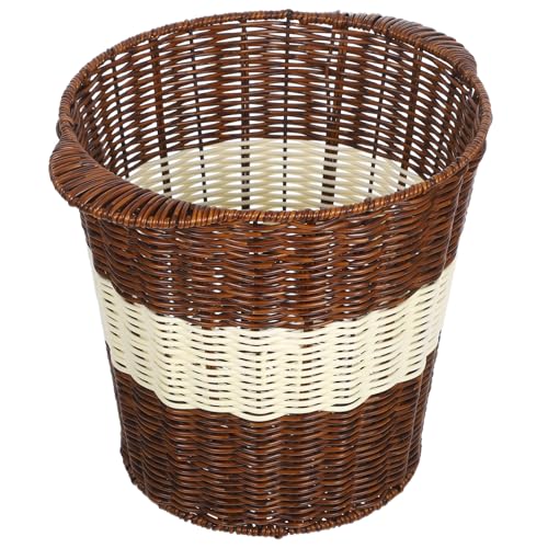 Cabilock Woven Office Trash Basket Imitation Rattan Design Breathable Waste Paper Bin For Clean Fresh Workspaces Easy Maintenance Storage Cabilock Woven Office Trash Basket Imitation Rattan Design Breathable Waste Paper Bin For Clean Fresh Workspaces Easy Maintenance Storage von Cabilock