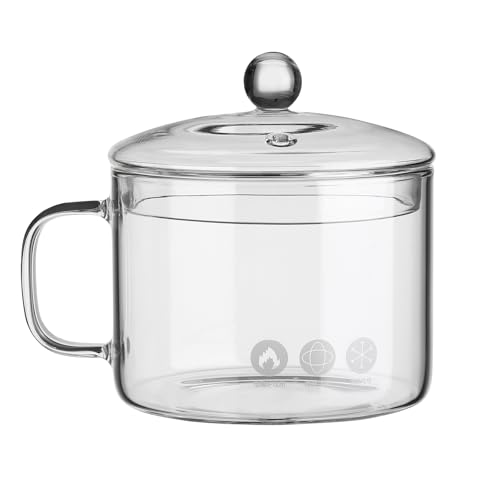 Glastopf mit Deckel, 1 l, hitzebeständig, Herdtopf und Pfanne mit Deckel, Mikrowellenherd, Glaswaren, Kochgeschirr-Set, geeignet für Pasta, Nudeln, Suppe, Milch Glastopf mit Deckel, 1 l, hitzebeständig, Herdtopf und Pfanne mit Deckel, Mikrowellenherd, Glaswaren, Kochgeschirr-Set, geeignet für Pasta, Nudeln, Suppe, Milch von Cabilock