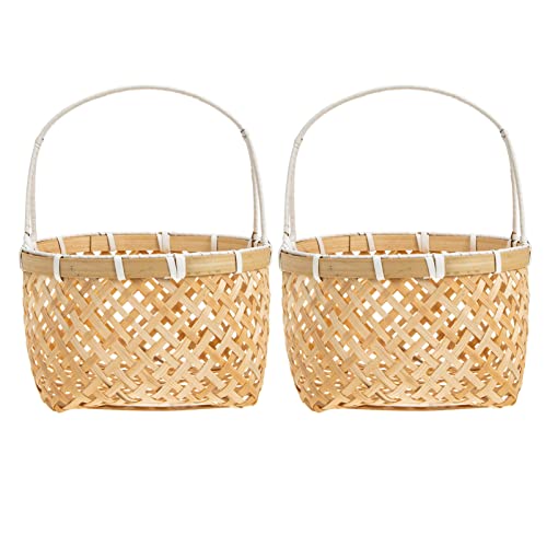 Rattan Korb Obstkorb Geflochtener Blumenkorb: 2 Stücke Picknickkorb Weidenkorb mit Henkel Hochzeitskorb Hochzeit Streukorb Blumenkinder Körbchen Einkaufskorb Henkelkorb Landhausstil Deko Tischdeko von Cabilock