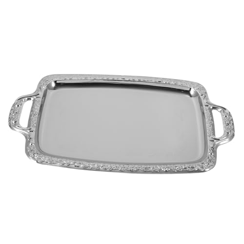 Cabilock 1stk Brotfach Wurstbrett Schminktablett Runder Hocker Tee-tablett Tabletts Zum Servieren Von Speisen Ottomane-tablett Silber- Servierschalen Für Party Brotpfanne Metall Kaffee von Cabilock