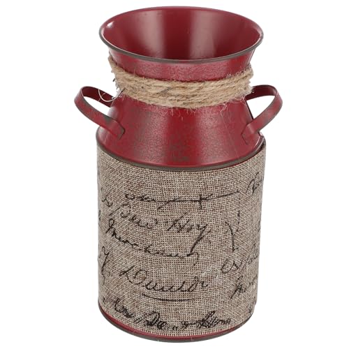 Cabilock Vintage Blumenvase Shabby Milchkanne Rustikaler: Blumentopf Shabby Chic Deko Landhaus Vase Metall Eisen Eimer Retro Übertopf für Balkon Schreibtisch Büro Wohnzimmer Tischdeko von Cabilock
