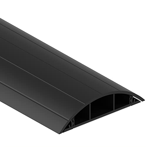 Habengut Fußboden-Kabelführung aus PVC Schwarz, halbrunde Kabelbrücke für bis zu 3 Kabel / Breite 7,5 cm, Länge 1,5 m von Cablecoach