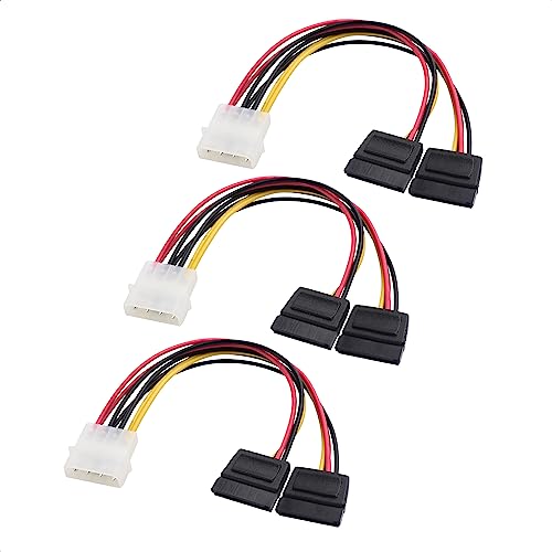 Cable Matters 3er-Pack 4-Pin Molex zu Dual Sata StromKabel (Molex SATA Adapter, Molex SATA Y Kabel, Dual Sata zu Molex) - 15 cm von Cable Matters