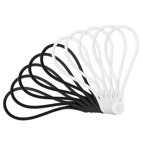 Cable Matters 10er-Pack magnetische Kabelbinder aus Silikon (magnetische Kabelbinder, magnetische Kabelbinder/Kabelorganisation) in Schwarz und Weiß von Cable Matters