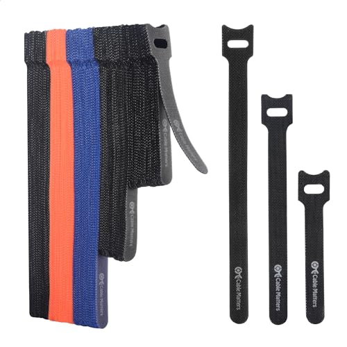 Cable Matters 100er-Pack wiederverwendbare Draht/Klett Kabelbinder 10+15+20 cm mit Kabelbinder Klett, 19 kg Zugfestigkeit - Kabelbinder Klettverschluss, Kabel Klettband in Schwarz, Blau und Orange von Cable Matters