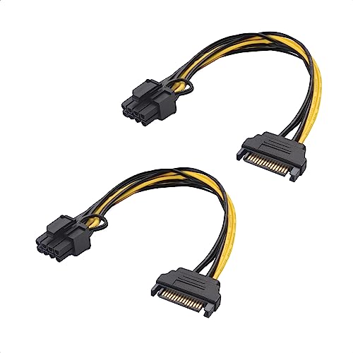 Cable Matters 2er-Pack SATA auf 8 Pin PCIe (6+2 Pin) Stromkabel (8 Pin auf SATA Stromkabel/SATA power 15 pin auf 8 pin PCI) – 18 cm von Cable Matters