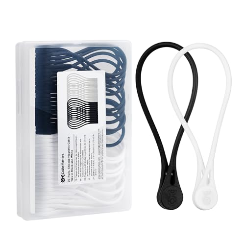 Cable Matters 20er-Pack magnetische Kabelbinder aus Silikon (magnetische Kabelbinder, magnetische Kabelbinder/Kabelorganisation) in Schwarz und Weiß von Cable Matters