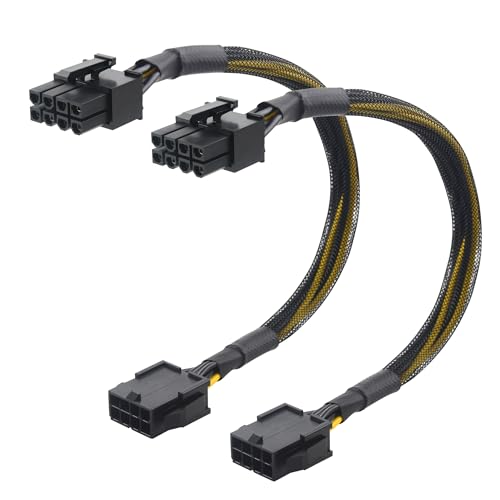 Cable Matters 2er-Pack, 8 Pin PCIe Verlängerungskabel, Stecker auf Buchse, 25 cm, 8 Pin GPU-Stromverlängerungskabel/PCIe-Stromverlängerungskabel für GPU von Cable Matters