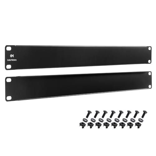 Cable Matters 2er-Pack 1U Blanko-Platten, 1U Rack-Montage-Panel-Abstandshalter für 48,3 cm Server-Rack-Schrank, Schwarz von Cable Matters
