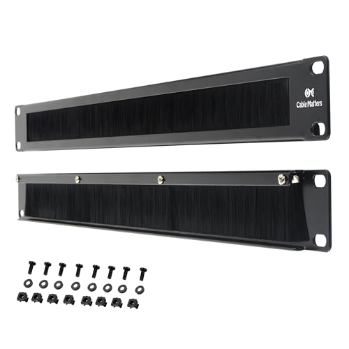 Cable Matters 2er-Pack Rackmount oder Wandhalterung 1U 48,3 cm Bürstenplatte (48,3 cm Rackmontage Bürstenplatte 1U) in Schwarz von Cable Matters