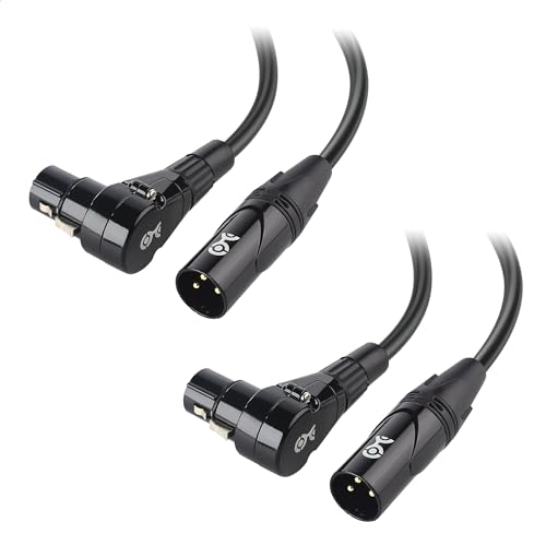 Cable Matters 2-Pack rechtwinkliges XLR Kabel, kurzes XLR Mikrofonkabel 0,15m Sauerstofffreies Kupfer (OFC) XLR rechtwinkliges Kabel, Mikrofonkabel, XLR Lautsprecherkabel, Schwarz von Cable Matters