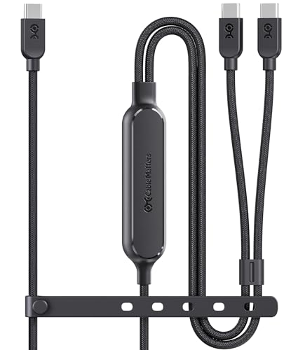 Cable Matters Geflochtenes USB-C-Multiladekabel – 1,8 m, unterstützt [140 W Ladeleistung und 480 Mbit/s Datenübertragung], USB-C-Stromverteiler, kompatibel mit MacBook Pro, XPS, iPad, iPhone und mehr von Cable Matters